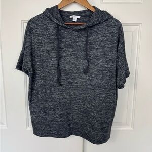 NWOT Daily Ritual Black Short Sleeve Hooded Top Women's‎ Size Large